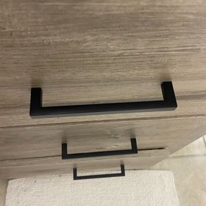 4 unopened 5 inch flat black cabinet handles